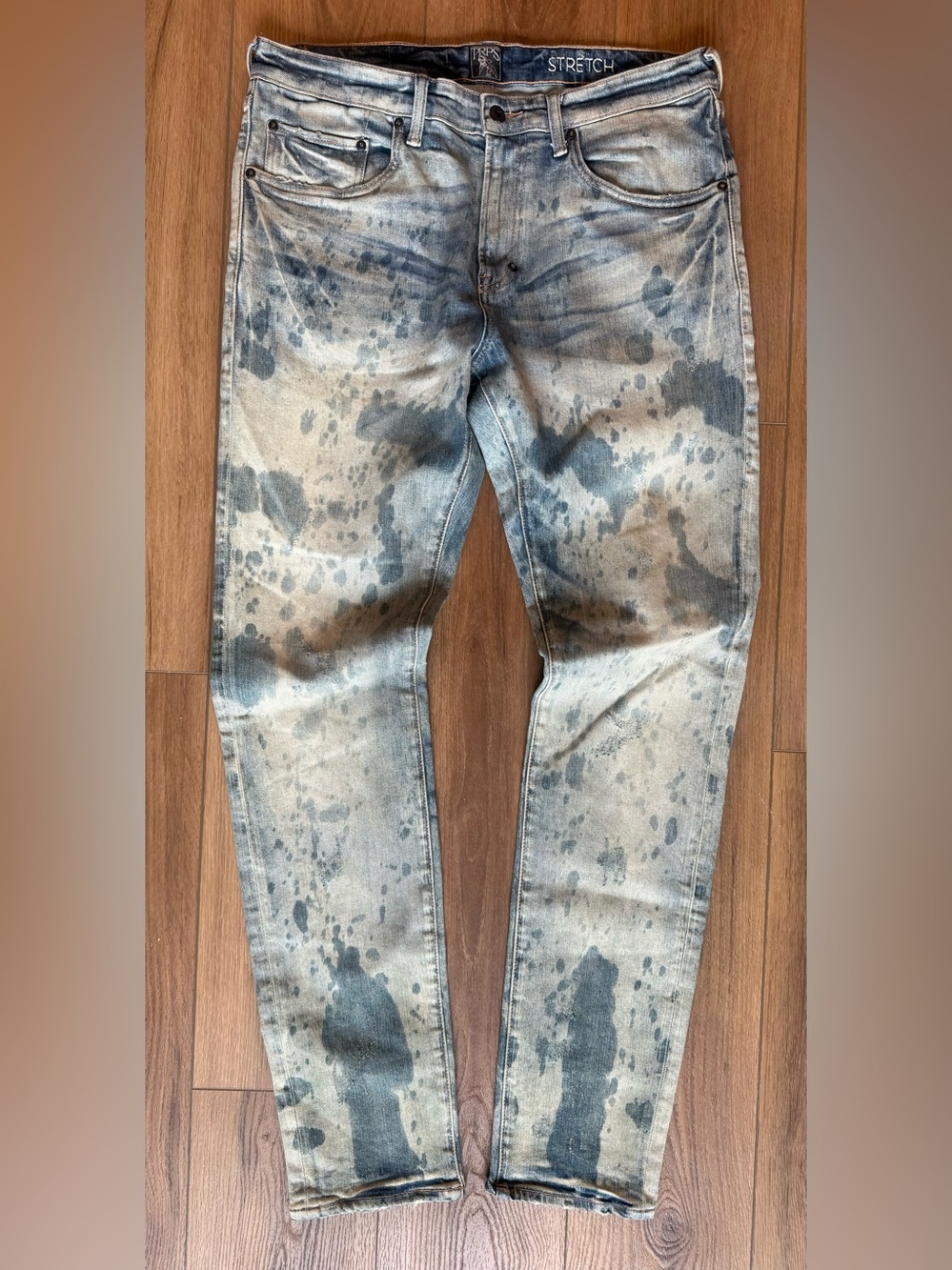 Prps Windsor Tapered Skinny Stretch Acid Wash Paint Denim Jeans Size 34x34